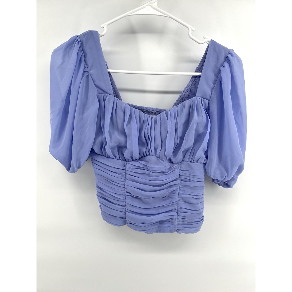 Abercrombie Women's XXS Lavender Ruched Puff Sleeve Crop Top Coquette Fairy Y2K